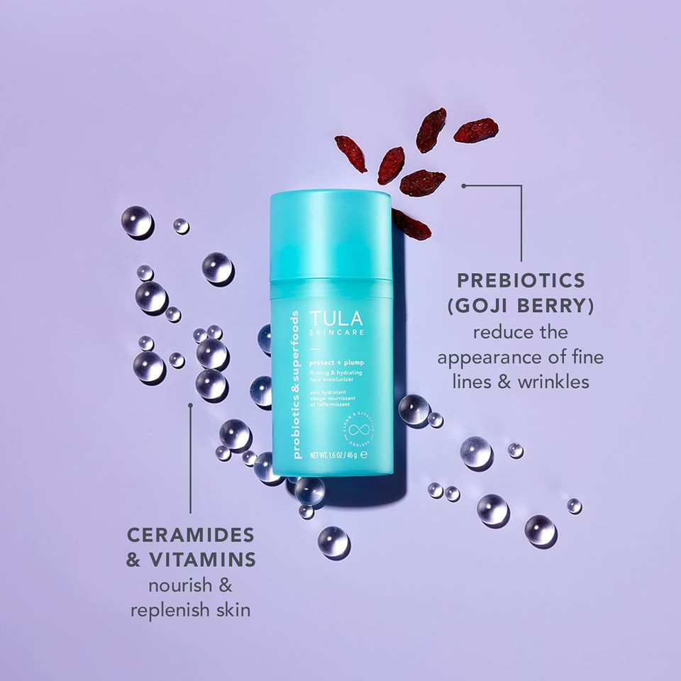 Tula Skin Care Protect + Plump Firming & Hydrating Face Moisturizer - Skincare-First, Daily Ageless Moisturizer, Minizimes The Look Of Wrinkles & Fine Lines, 1.6 Oz