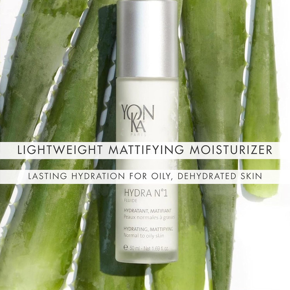 Yon-Ka Hydra No.1 Fluide (50Ml) Age Defense Skin Care, Lightweight Mattifying Moisturizer With Hyaluronic Acid And Silica, Normal And Oily Skin, Paraben-Free