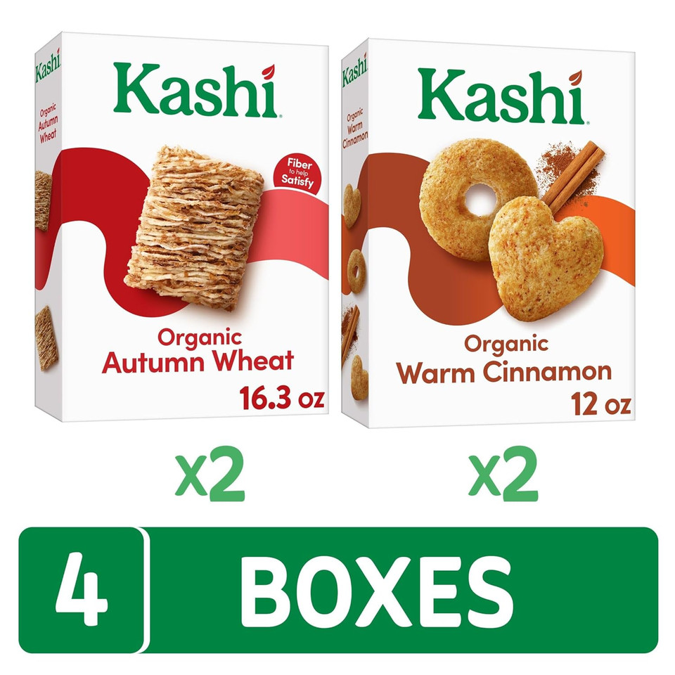 Kashi Cold Breakfast Cereal, Family Breakfast, Organic Fiber Cereal, Variety Pack (4 Boxes)