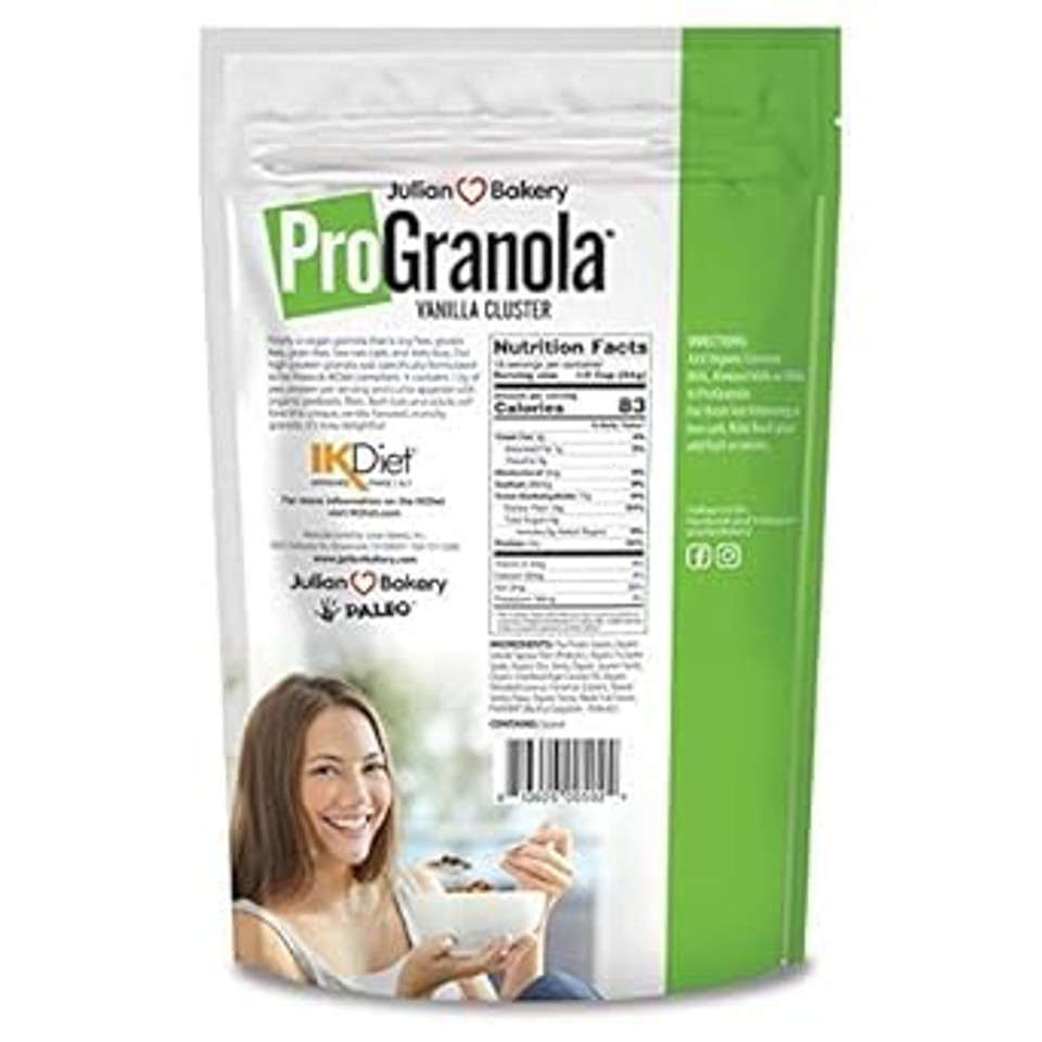 Julian Bakeryã¢Â® Progranolaã¢Â® Cereal | Vegan | Vanilla Cluster | 12G Protein | 2 Net Carbs | Gluten-Free | Grain-Free | 15 Servings1.12 Pound (Pack Of 1)
