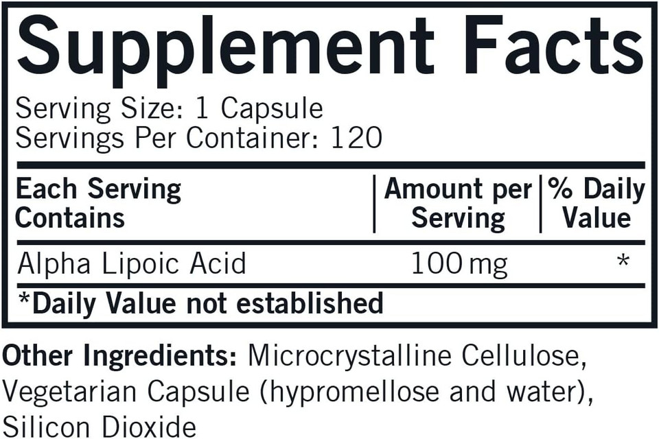 Kirkman Alpha Lipoic Acid 100 Mg - Hypoallergenic | 120 Vegetarian Capsules