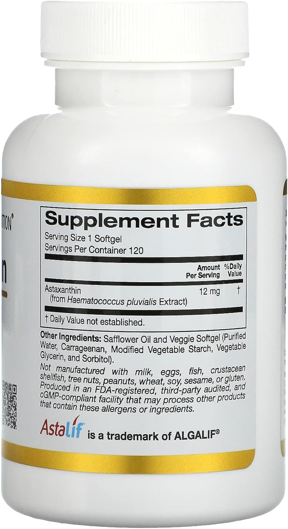 Astaxanthin, Antioxidant Carotenoid, Astalif Pure Icelandic Biologically Active 99% Isomer, 12 Mg, 120 Veggie Softgels120 Count (Pack Of 1)