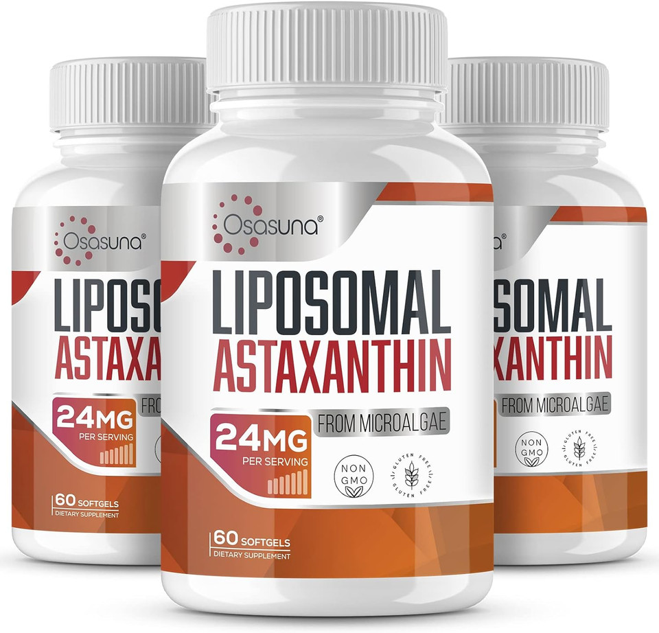 Liposomal 24Mg Astaxanthin For Max Absorption, Antioxidant Stronger Than Vit C, Astaxanthin Supplement For Immunity And Eye, Skin Function - 180 Softgels60 Count (Pack Of 3)