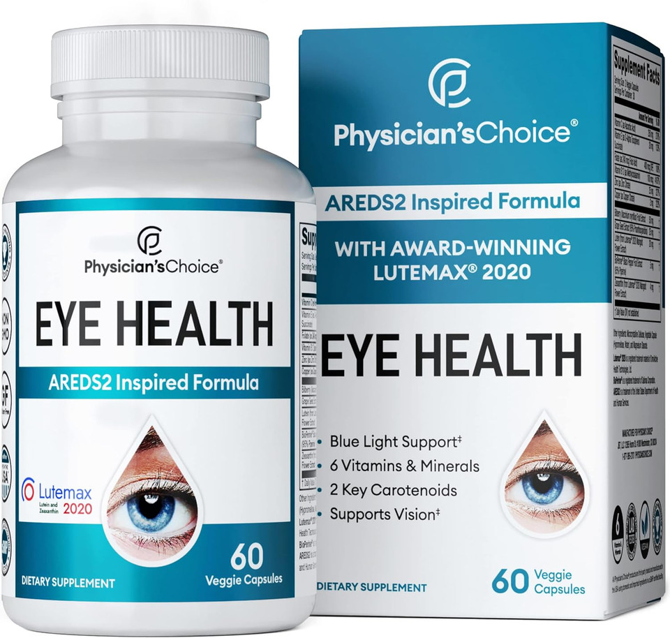 Areds 2 Eye Vitamins W/ Lutein, Zeaxanthin & Bilberry Extract - Supports Eye Strain, Dry Eyes, And Vision Health - 2 Award-Winning Clinically Proven Eye Vitamin Ingredients - Lutein Blend For Adults