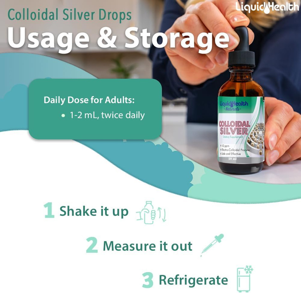 Liquidhealth 2 Fl Oz Colloidal Silver Drop Shot Liquid 10Ppm Supplement Droppers Relief For Skin, Wounds, Itching, Infection, Scratches, Eyes And Ears