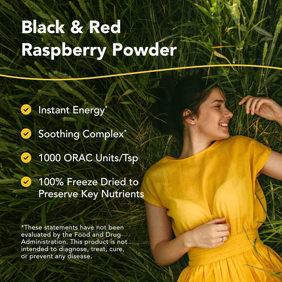 North American Herb & Spice Raspamax - 3.0 Oz - Black & Red Raspberry Powder - High Orac Value, Instant Energy - Freeze Dried - Non-Gmo - 42 Servings