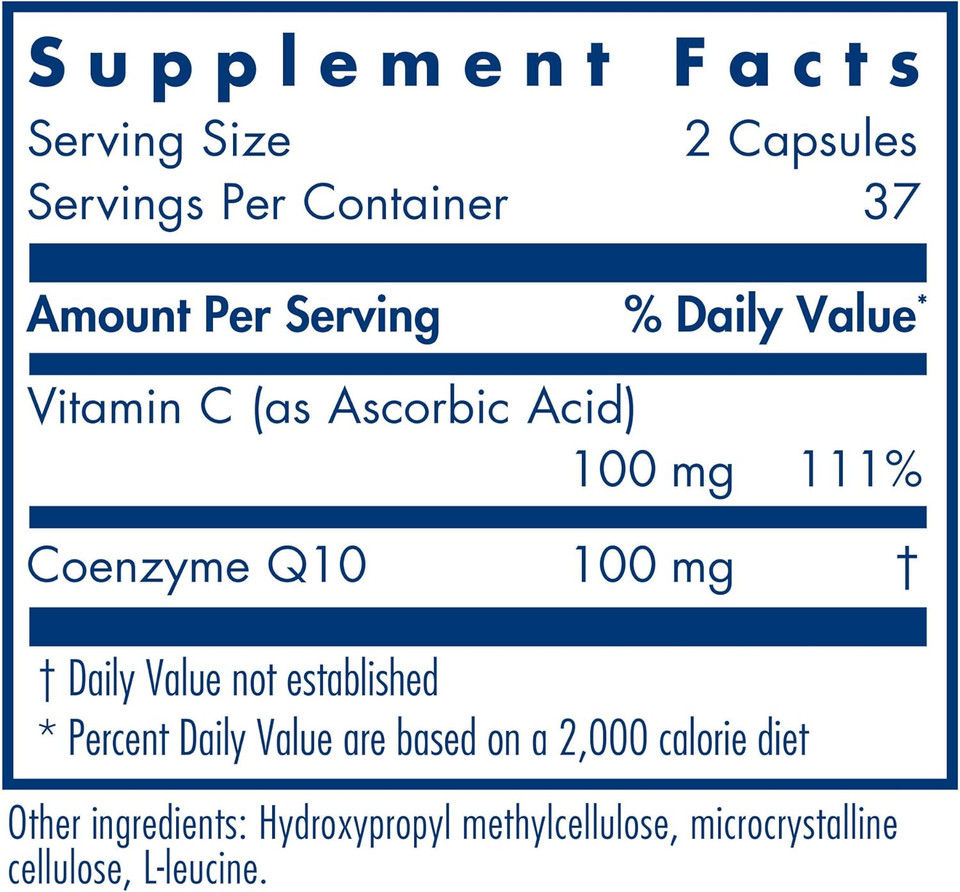 Allergy Research Group Coenzyme Q10 With Vitamin C - 50 Mg - 75 Vegetarian Capsules