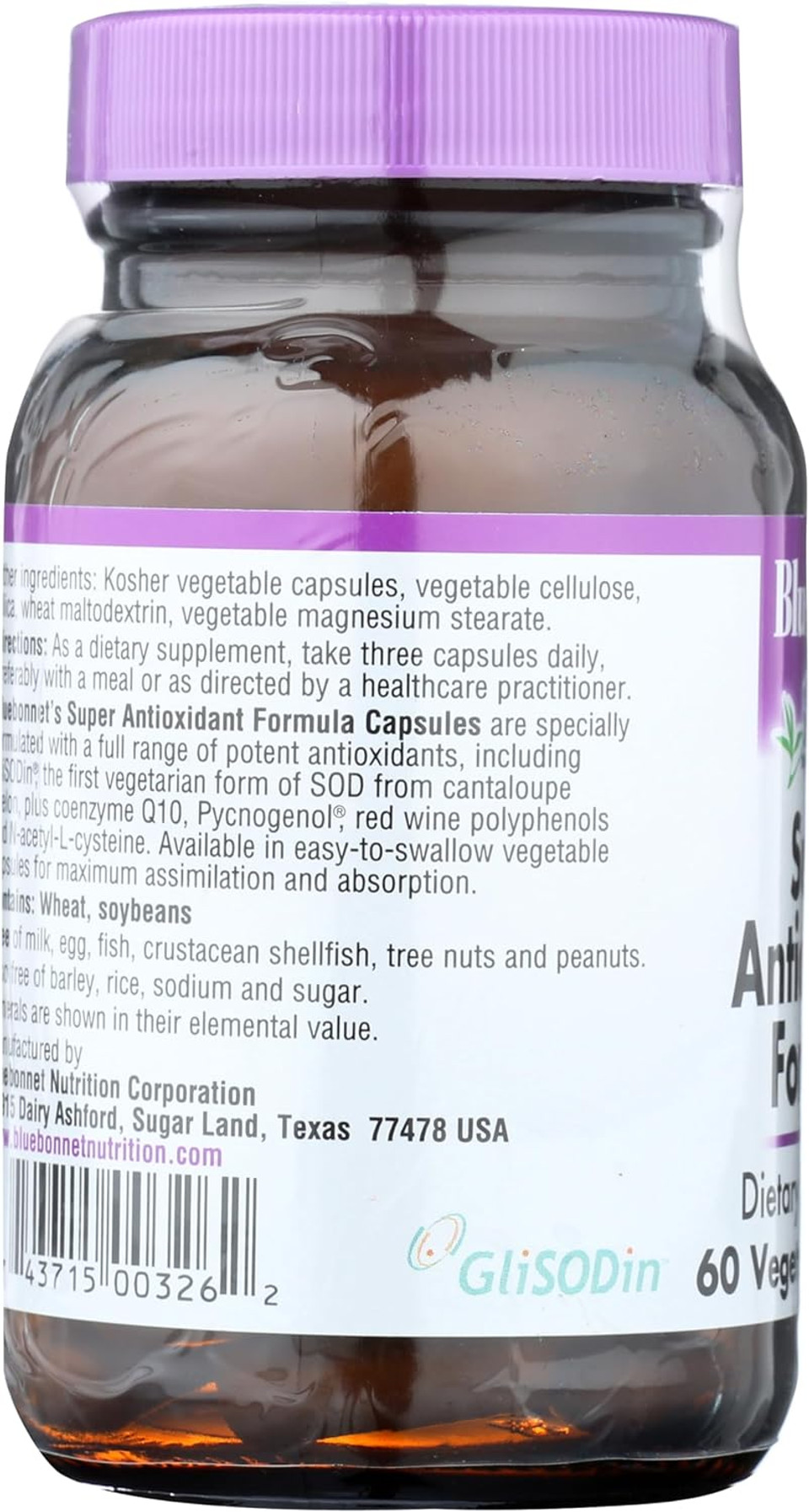 Bluebonnet Super Antioxidant Formula Vegetarian Capsules, 60 Count, White