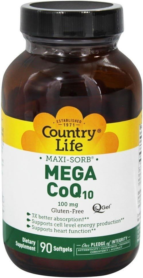 Country Life Maxi-Sorb Mega Coq10 Q-Gel, 100 Mg, 90-Count