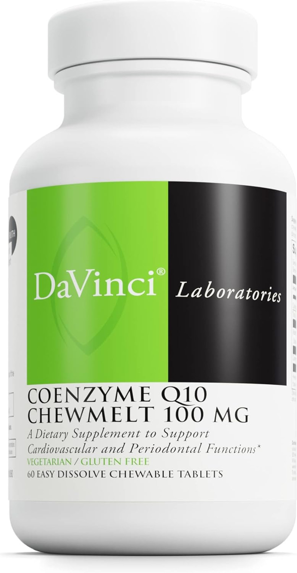 DAVINCI Labs Coenzyme Q10 Chewmelt 100mg - Supports Liver, Brain, Heart Health & More with Vitamin E & CoQ10* - 60 Chewable Tablets