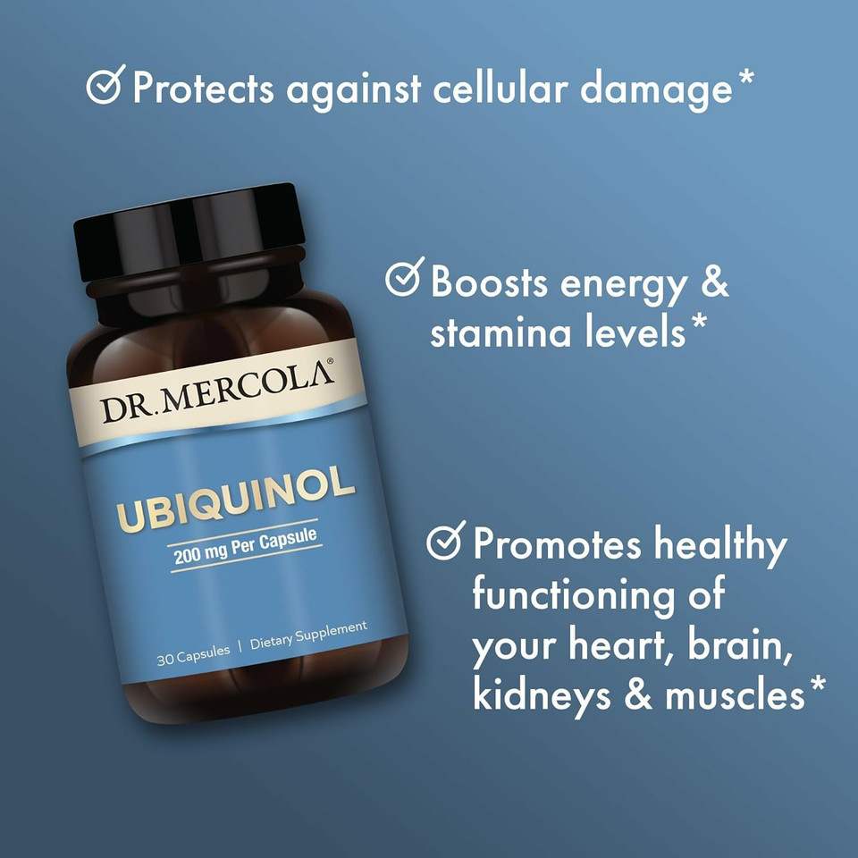 Dr. Mercola Ubiquinol, 30 Servings (30 Capsules), 200 Mg Per Capsule, Dietary Supplement, Supports Energy Production, Non-Gmo