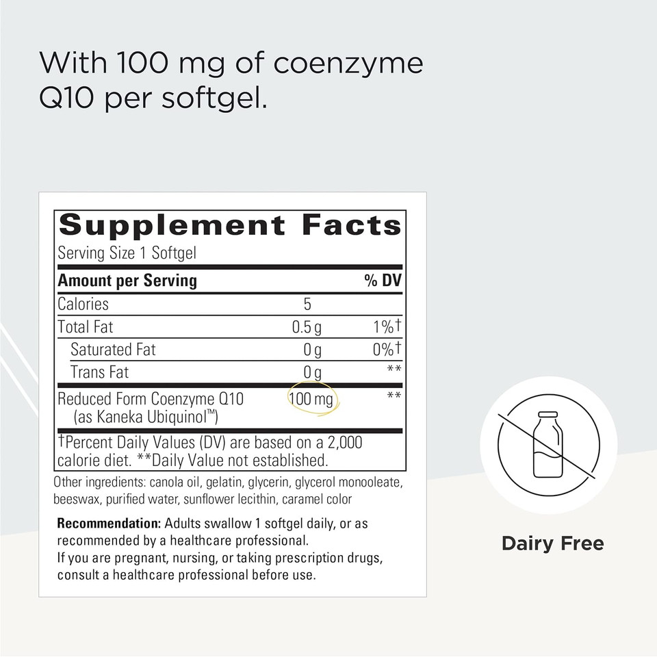 Integrative Therapeutics - Ubqh 100 Mg - Reduced Ubiquinol - Coq10 Supplement - Supports Cellular Energy* - Dairy Free - 60 Softgels