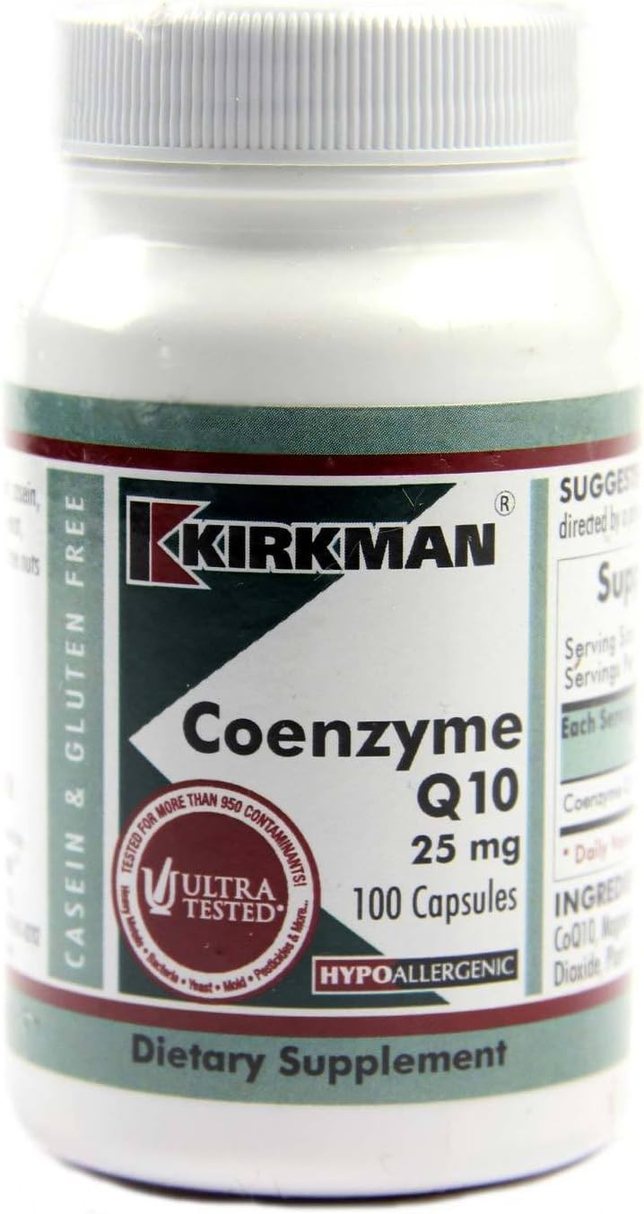 Kirkman Coenzyme Q10 25 Mg - Hypoallergenic || 100 Vegetarian Capsules || Coq10 || Supports Immune System || Gluten And Casein Free || Capsules Are Plant Based