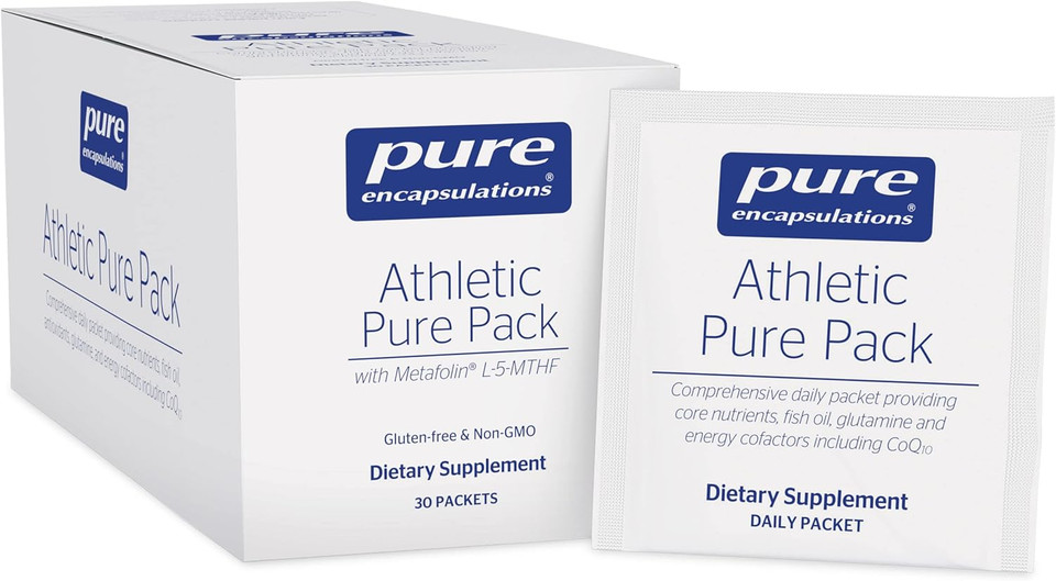 Pure Encapsulations Athletic Pure Pack | Comprehensive Daily Packet Providing Core Nutrients, Fish Oil, Antioxidants, Glutamine, And Energy Cofactors Including Coq10 And Kre-Alkalyn | 30 Packets