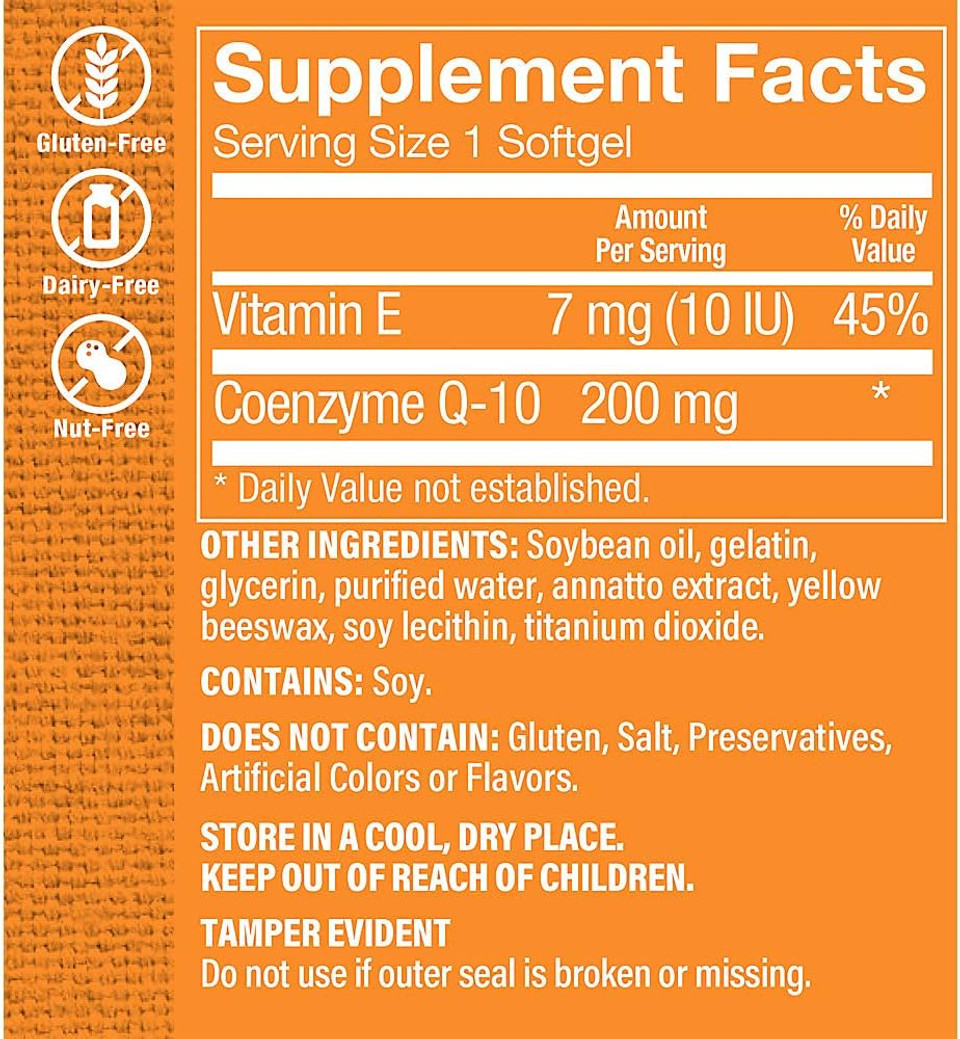 The Vitamin Shoppe Coq-10 200Mg - Beneficial For Those Taking Statins  Supports Heart & Cellular Health And Healthy Energy Production, Essential Antioxidant  Once Daily (60 Softgels)60 Softgels