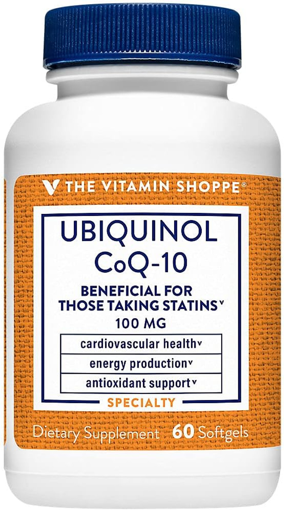 The Vitamin Shoppe Ubiquinol Coq-10 100Mg - Beneficial For Those Taking Statins  Supports Heart & Cellular Health And Healthy Energy Production, Essential Antioxidant  Once Daily (60 Softgels)60 Softgels