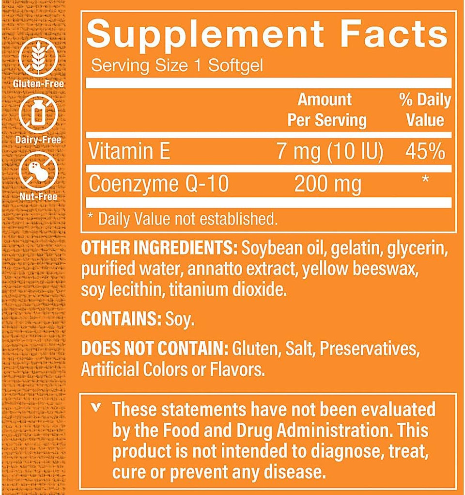 The Vitamin Shoppe Ubiquinol Coq-10 200Mg - Beneficial For Those Taking Statins  Supports Heart & Cellular Health And Healthy Energy Production, Essential Antioxidant  Once Daily (120 Softgels)