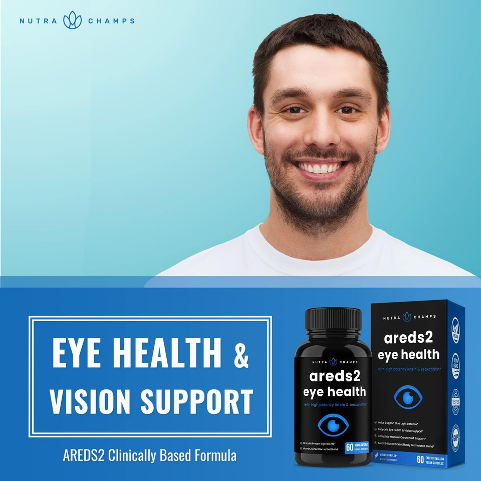 Areds 2 Eye Support Vitamins | Advanced Vision Supplement With Lutein, Zeaxanthin & Bilberry | Enhanced Formula For Macular Health & Blue Light Defense | 60 Capsules For Optimal Ocular Care