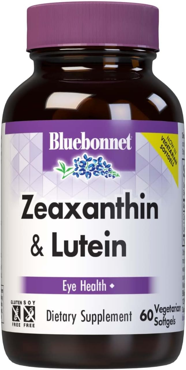 Bluebonnet Nutrition Zeaxanthin Plus Lutein Softgel, Lutein & Zeaxanthin, Eye Health & Blue Light Exposure, Lutein From Marigold, Zeaxanthin From Paprika, Gluten Free, Soy Free, Milk Free, 60 Softgels