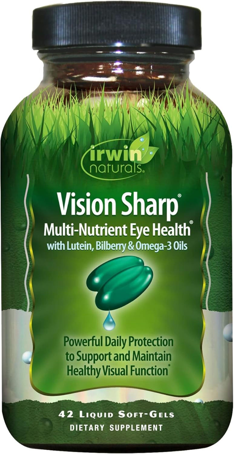 Irwin Naturals Vision Sharp Multi-Nutrient Eye Health With Lutein, Bilberry & Omega-3S - 42 Liquid Softgels