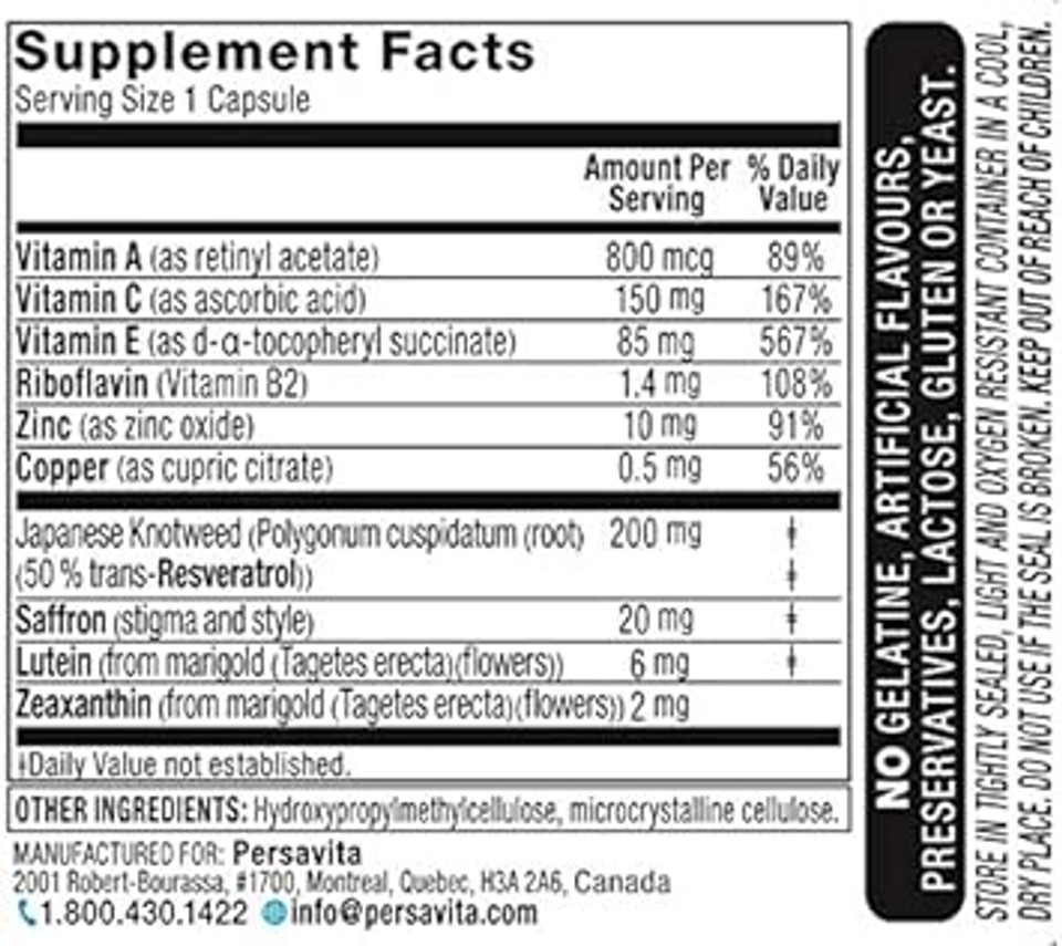 Saffron 2020 Supplement With Saffron, Resveratrol, Vitamins And Minerals, Zeaxanthin And Lutein -30 Vegetarian Capsules