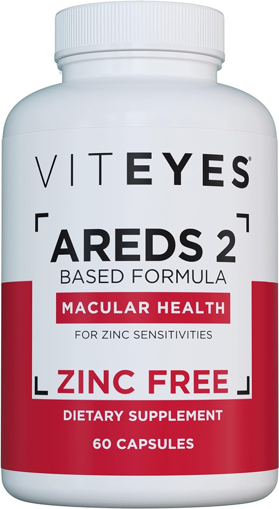 Viteyes Areds 2 Zinc Free Macular Support, Natural Allergen Free Capsules With Vitamin E, Vitamin C, Lutein & Zeaxanthin, No Zinc, No Copper, Eye Doctor Trusted, Manufactured In The Usa, 60 Ct60 Count (Pack Of 1)
