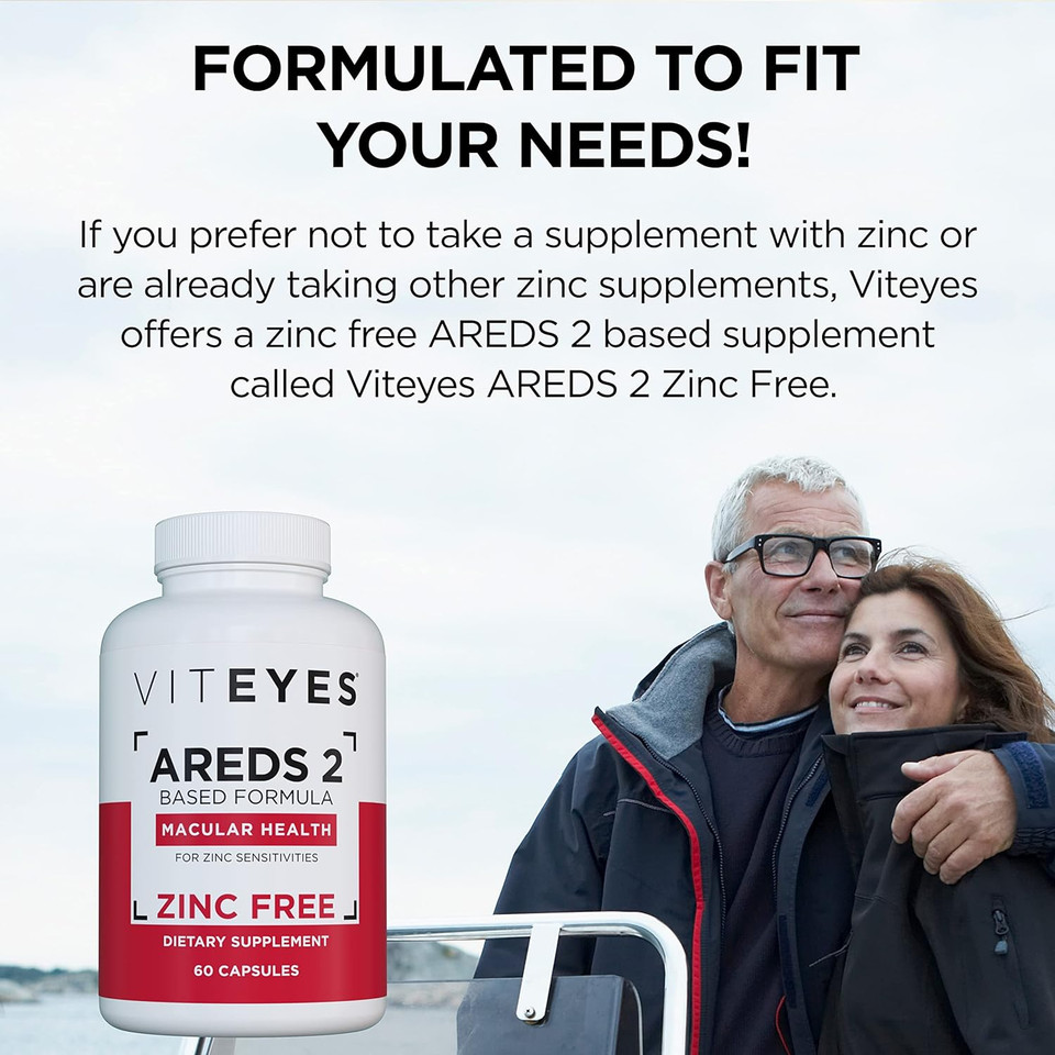 Viteyes Areds 2 Zinc Free Macular Support, Natural Allergen Free Capsules With Vitamin E, Vitamin C, Lutein & Zeaxanthin, No Zinc, No Copper, Eye Doctor Trusted, Manufactured In The Usa, 60 Ct60 Count (Pack Of 1)