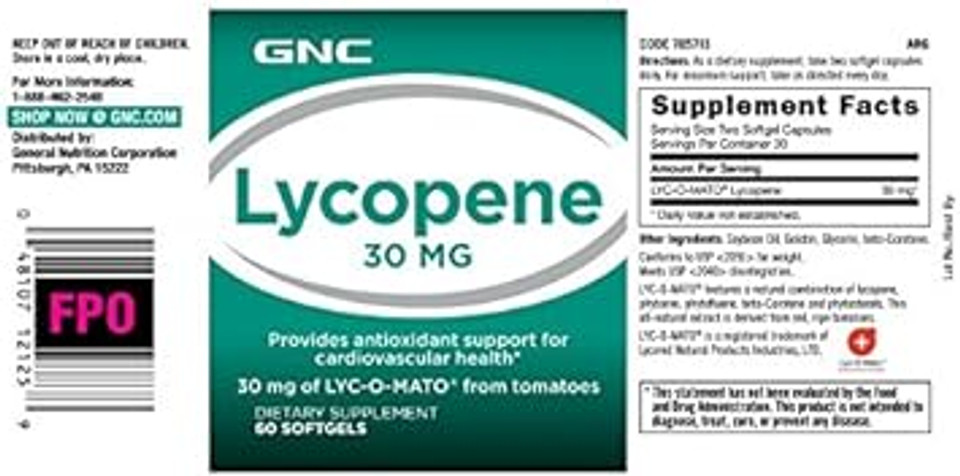 Gnc Lycopene 30Mg, 60 Softgels, Supports Cardiovascular Health