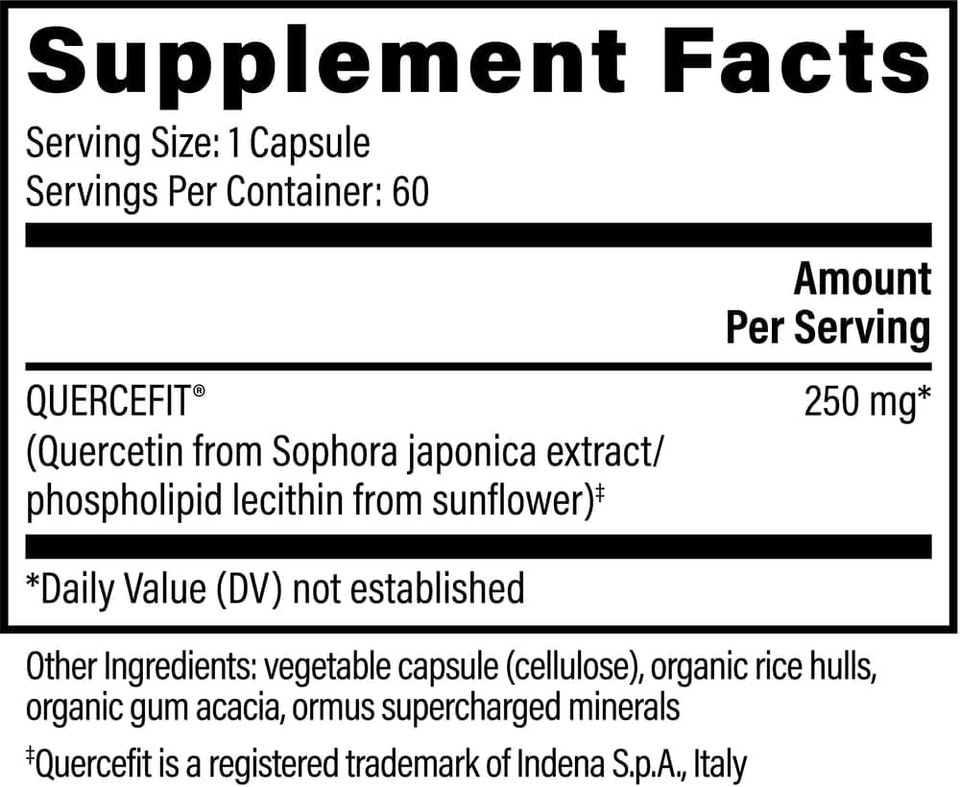 Global Healing Center Quercetin 250 Mg Supplement To Support Immune System Function, Respiratory Health & Body'S Natural Response To Occasional Allergies-Quercefit Without Bromelain & Zinc-60 Capsules