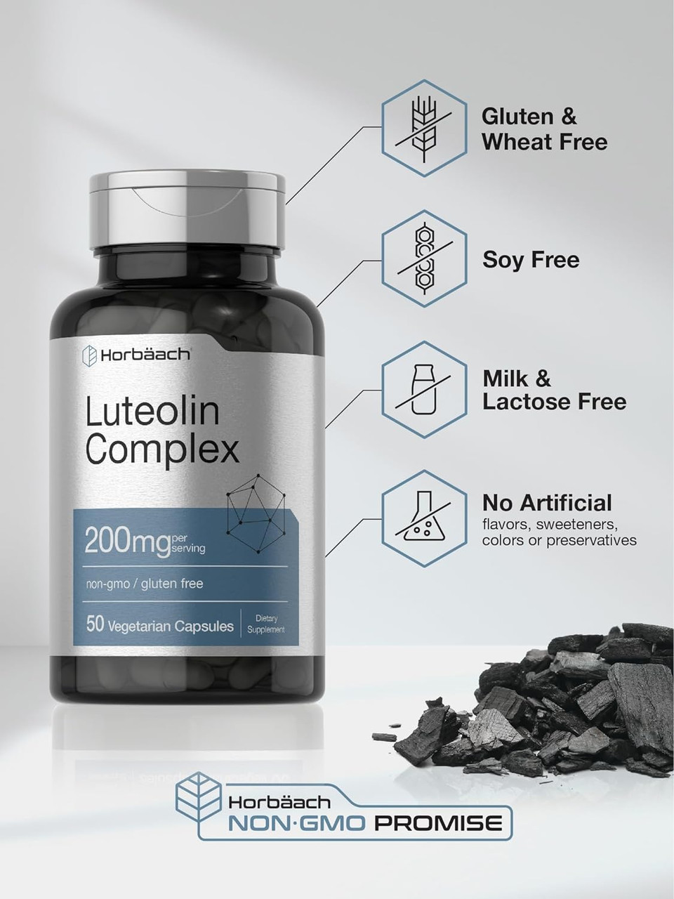Luteolin Complex With Rutin | 50 Capsules | Vegetarian, Non-Gmo & Gluten Free Flavonoid Formula | By Horbaach