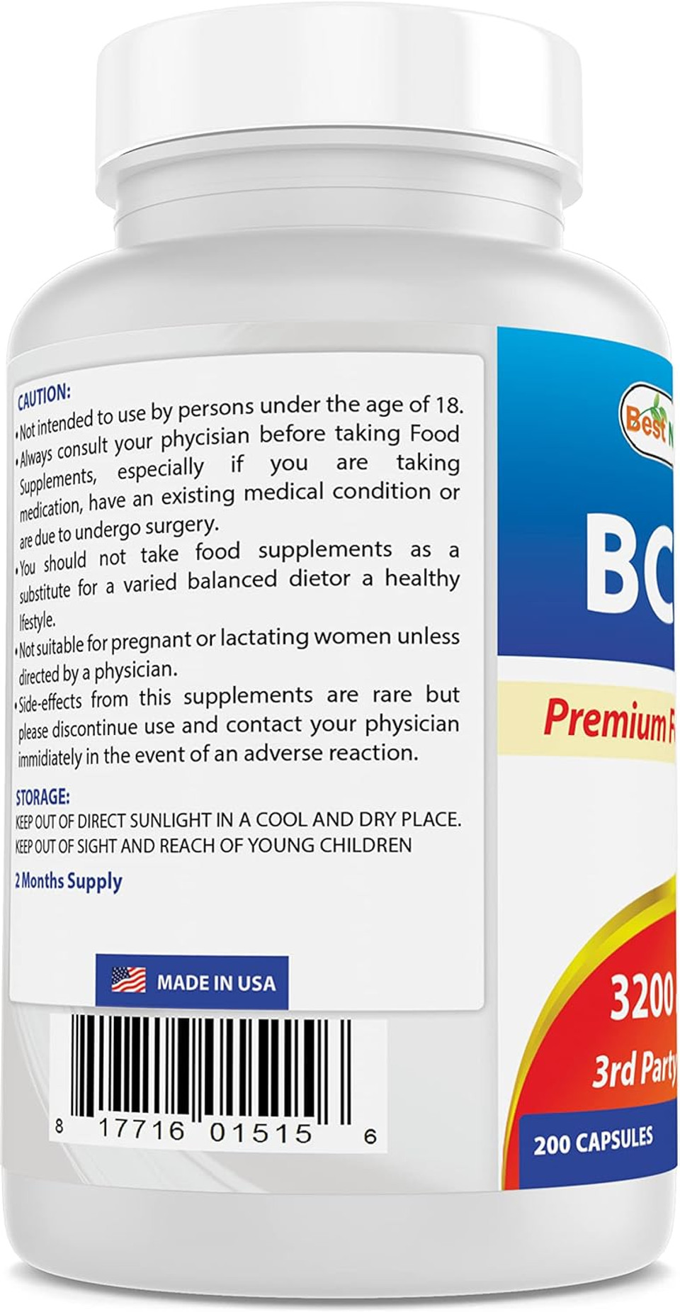 Best Naturals Bcaa Branch Chain Amino Acid, 3200Mg Per Serving, 200 Capsules - Pharmaceutical Grade - 100% Pure Instantized Formula | Pre/Post Workout Bodybuilding Supplement | Boost Muscle Growth Best Naturals Bcaa Branch Chain Amino Acid, 3200Mg Per Serving, 200 Capsules - Pharmaceutical Grade - 100% Pure Instantized Formula | Pre/Post Workout Bodybuilding Supplement | Boost Muscle Growth