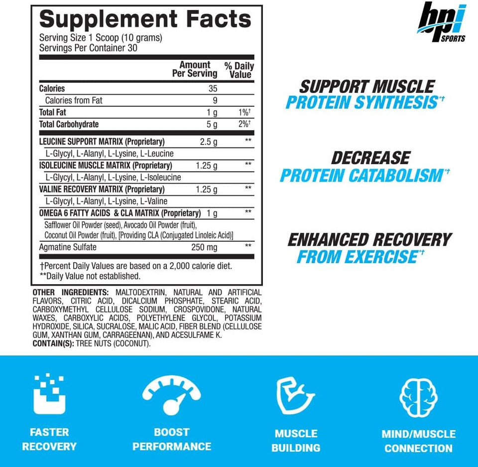 Bpi Sports Best Bcaa - Building Blocks Of Protein And Muscle - Post-Workout Recovery - Weight Loss Support - Fruit Punch, 30 Servings, 300 Grams30 Servings (Pack Of 1)