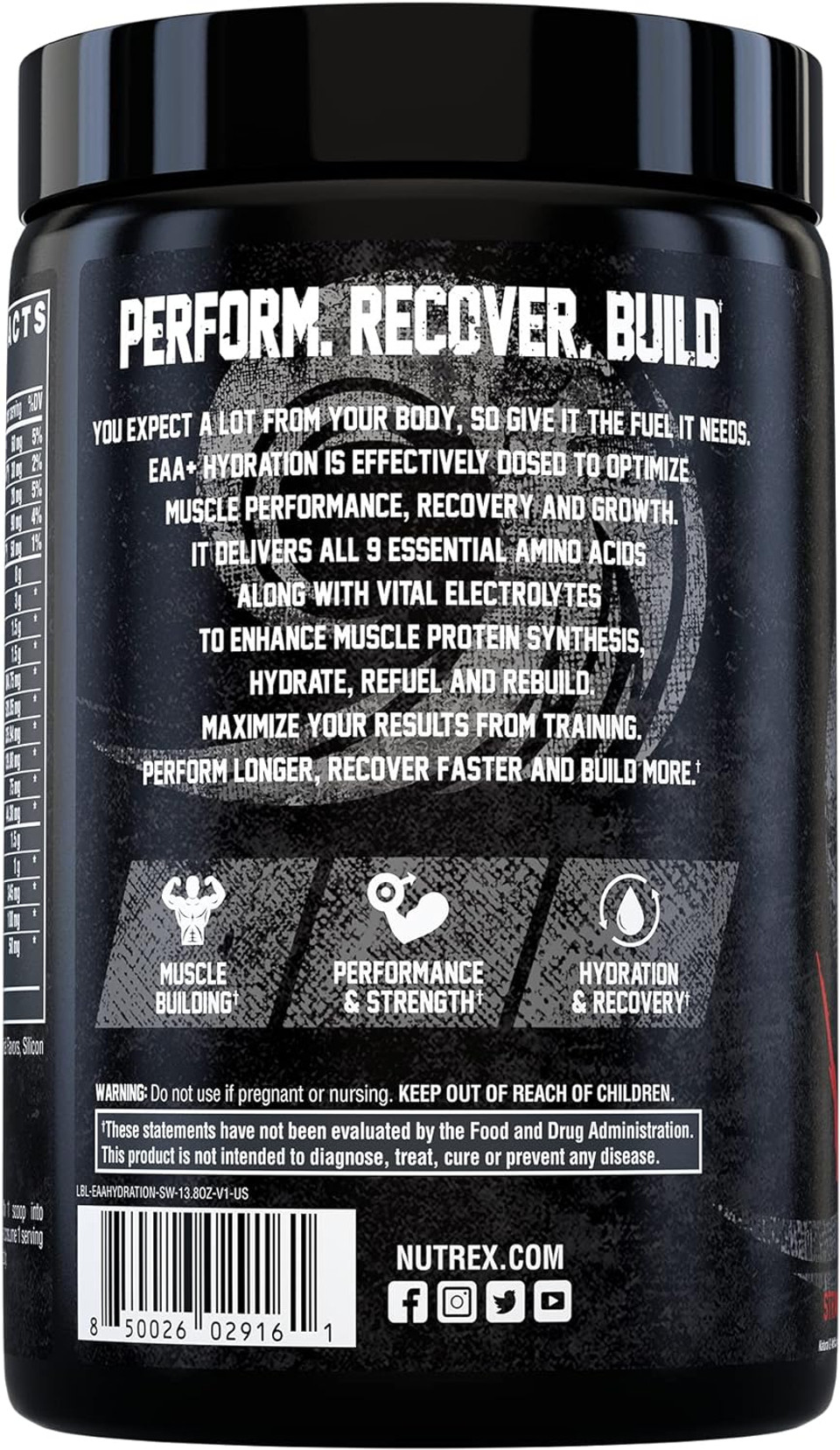Nutrex Research Eaa Hydration | Eaas + Bcaa Powder | Muscle Recovery, Strength, Muscle Building, Endurance | 8G Essential Amino Acids + Electrolytes | Strawberry Watermelon 30 Servingstrawberry Watermelon