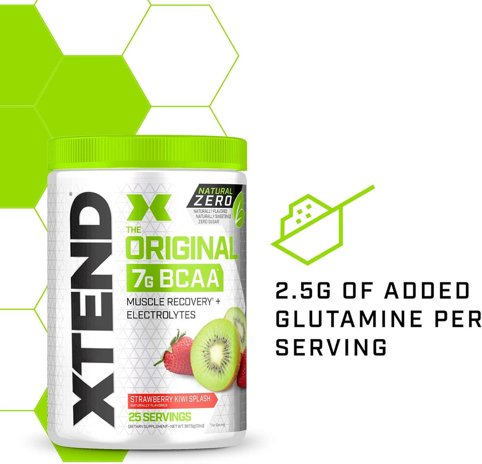 Xtend Natural Zero Bcaa Powder Strawberry Kiwi Splash | Free Of Artificial Sweeteners, Flavors, And Chemical Dyes | Post Workout Drink With Amino Acids | 7G Bcaas For Men & Women | 25 Servings
