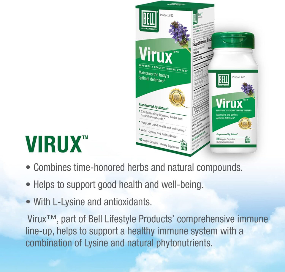 Bell Viruxã¢Â L Lysine And Red Marine - Natural Herbal Blend, Unique Supplement To Boost The Immune System- Lysine 1000Mg Capsules