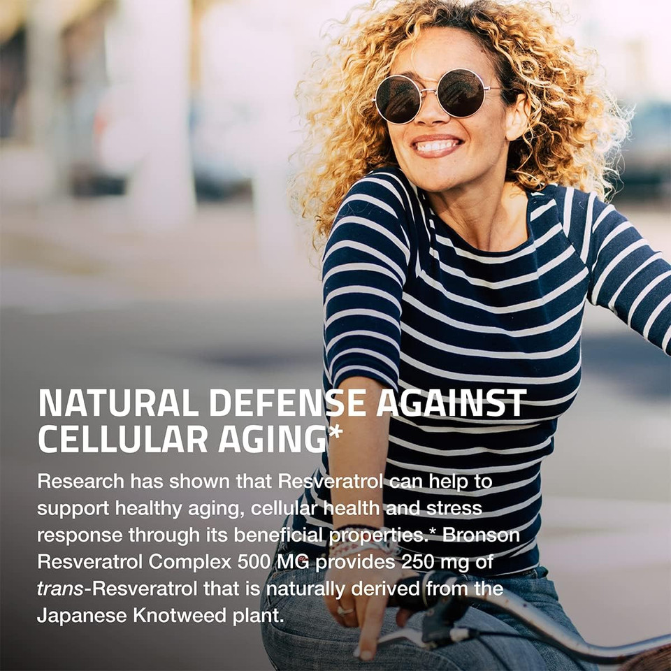 Bronson Resveratrol 500 Complex Standardized Trans-Resveratrol + Grape Seed & Red Wine Extract, 250 Capsules