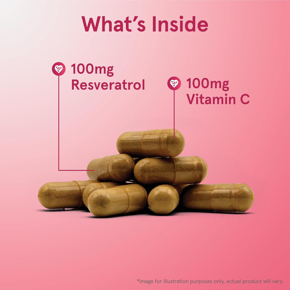 Jarrow Formulas Resveratrol 100 Mg - 60 Veggie Capsules - Resveratrol + Vitamin C Supplement - Antioxidant, Cardiovascular, Anti-Aging Support - 60 Servings60 Servings (Pack Of 1)