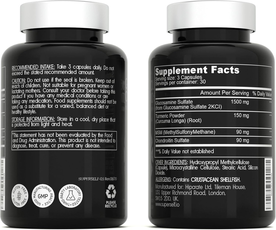 Glucosamine Chondroitin Msm With Turmeric - High Strength Joint Support Supplement For Adults Men & Women - 90 Capsules - 1500Mg Glucosamine Sulfate Per Serving