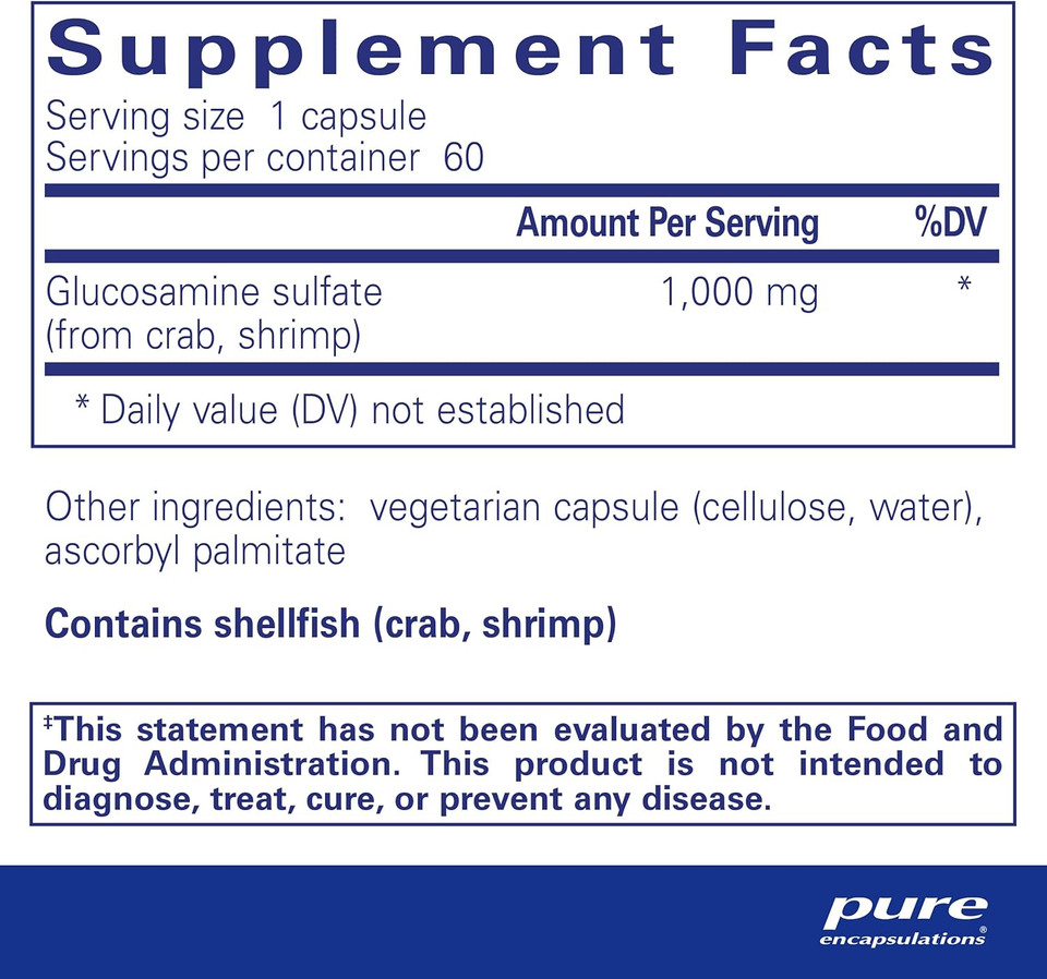 Pure Encapsulations Glucosamine Sulfate 1,000 Mg | Supplement For Joint Support And Mobility, Cartilage Health, And Connective Tissue* | 60 Capsules