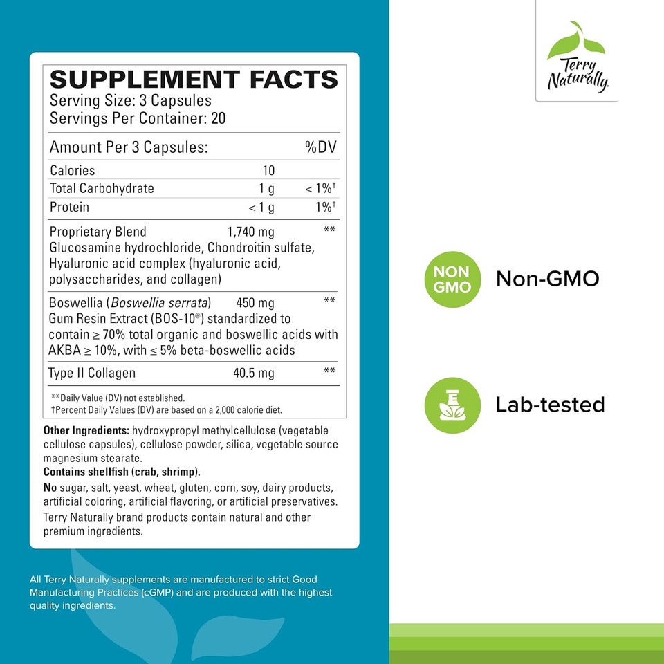 Terry Naturally Be Mobile - 60 Capsules - Joint Support Supplement - With Type Ii Collagen, Glucosamine, Chondroitin, Hyaluronic Acid & Boswellia - Non-Gmo, Gluten Free - 20 Servings