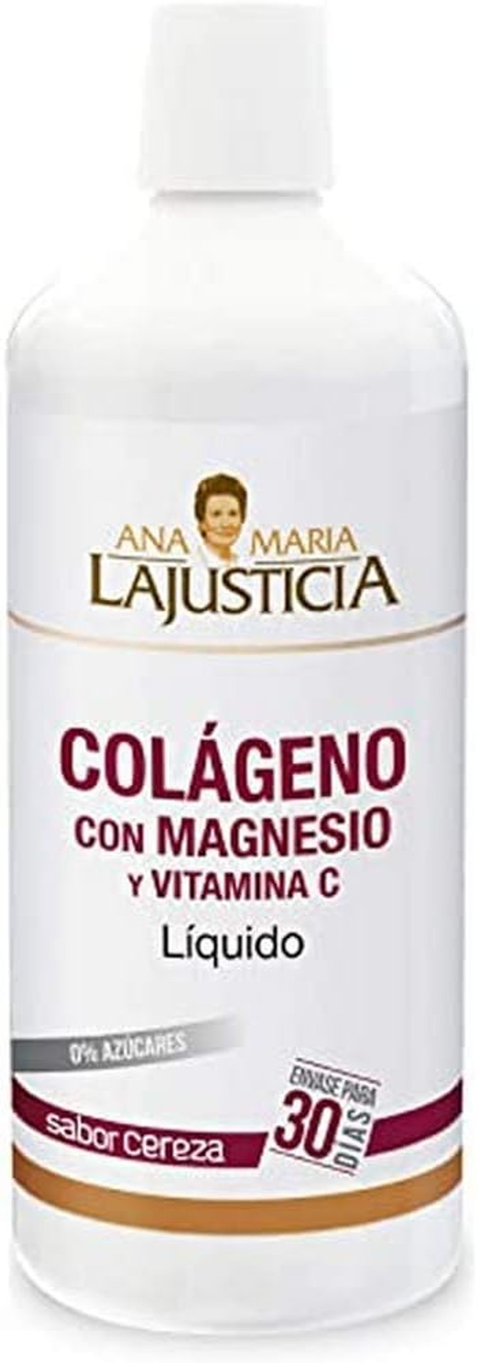 Ana Maria Lajusticia | Liquid Hydrolyzed Collagen With Magnesium And Vitamin C |For Healthy Skin, Nails, Hair And Ligaments | Natural Energy, Cherry Flavour 1000Ml