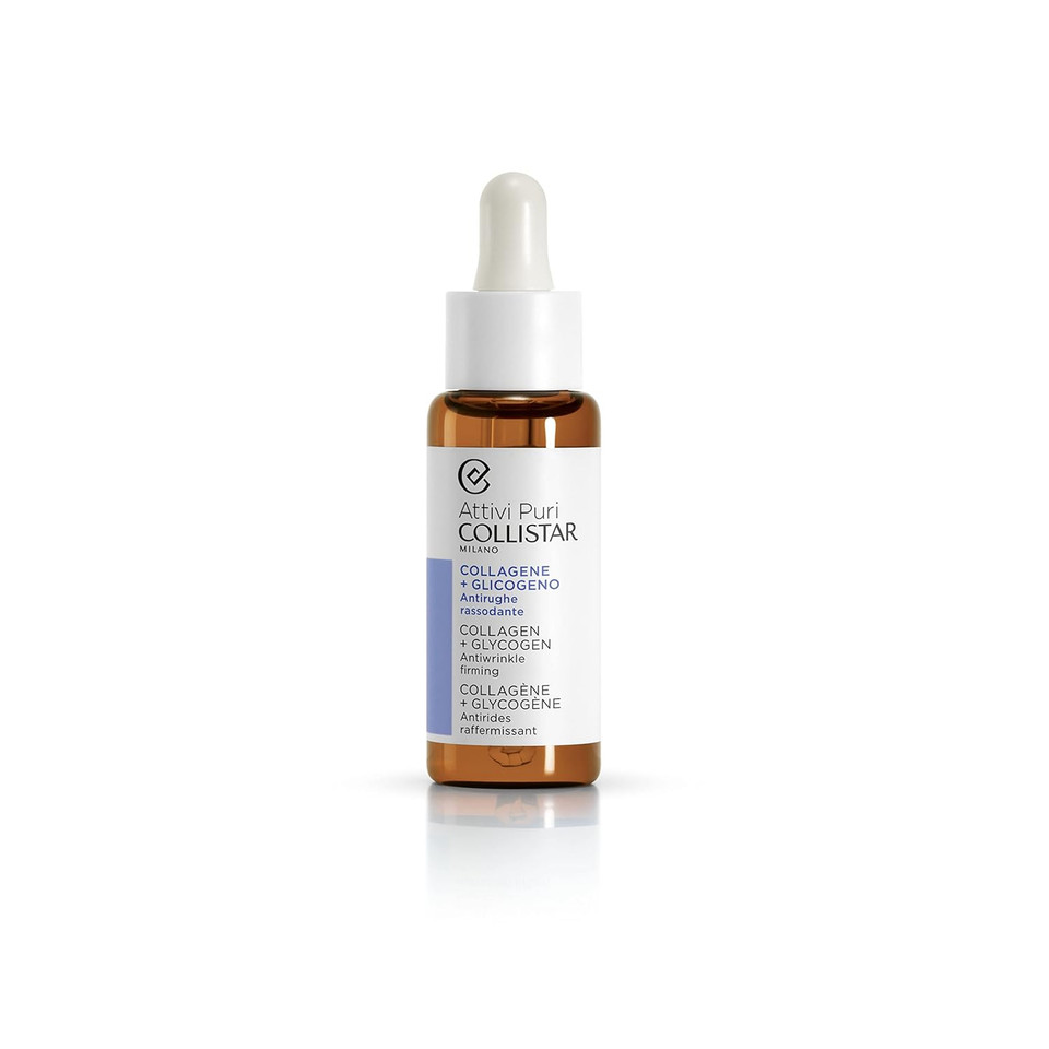 Collistar Pure Actives Collagen + Glycogen Serum, Facial Drops With Anti-Wrinkle And Firming Action 30 Ml 1.0 Fl Oz, Made In Italy [Italian Import]