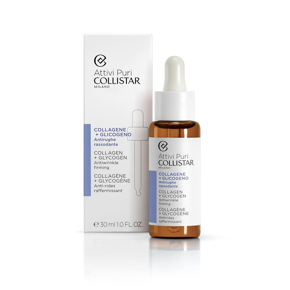 Collistar Pure Actives Collagen + Glycogen Serum, Facial Drops With Anti-Wrinkle And Firming Action 30 Ml 1.0 Fl Oz, Made In Italy [Italian Import]