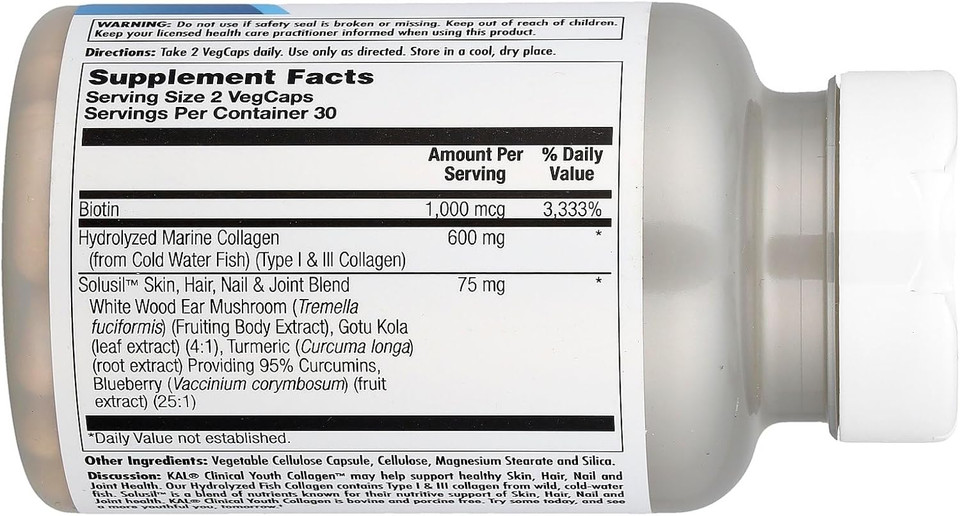 Kal 600 Mg Clinical Youth Collagen Type I & Iii, 60 Count