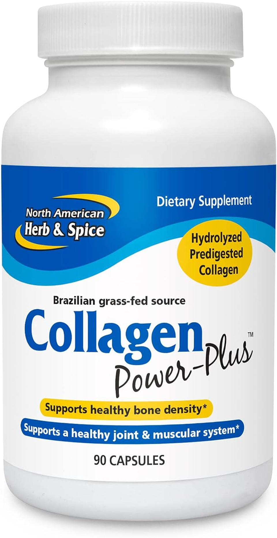 North American Herb & Spice Collagen Power-Plus - 90 Capsules - Collagen Supplement - Joint & Muscle Support, Healthy Hair, Skin & Nails - Bromelain, Papain, Vitamin C - Non-Gmo - 30 Servings