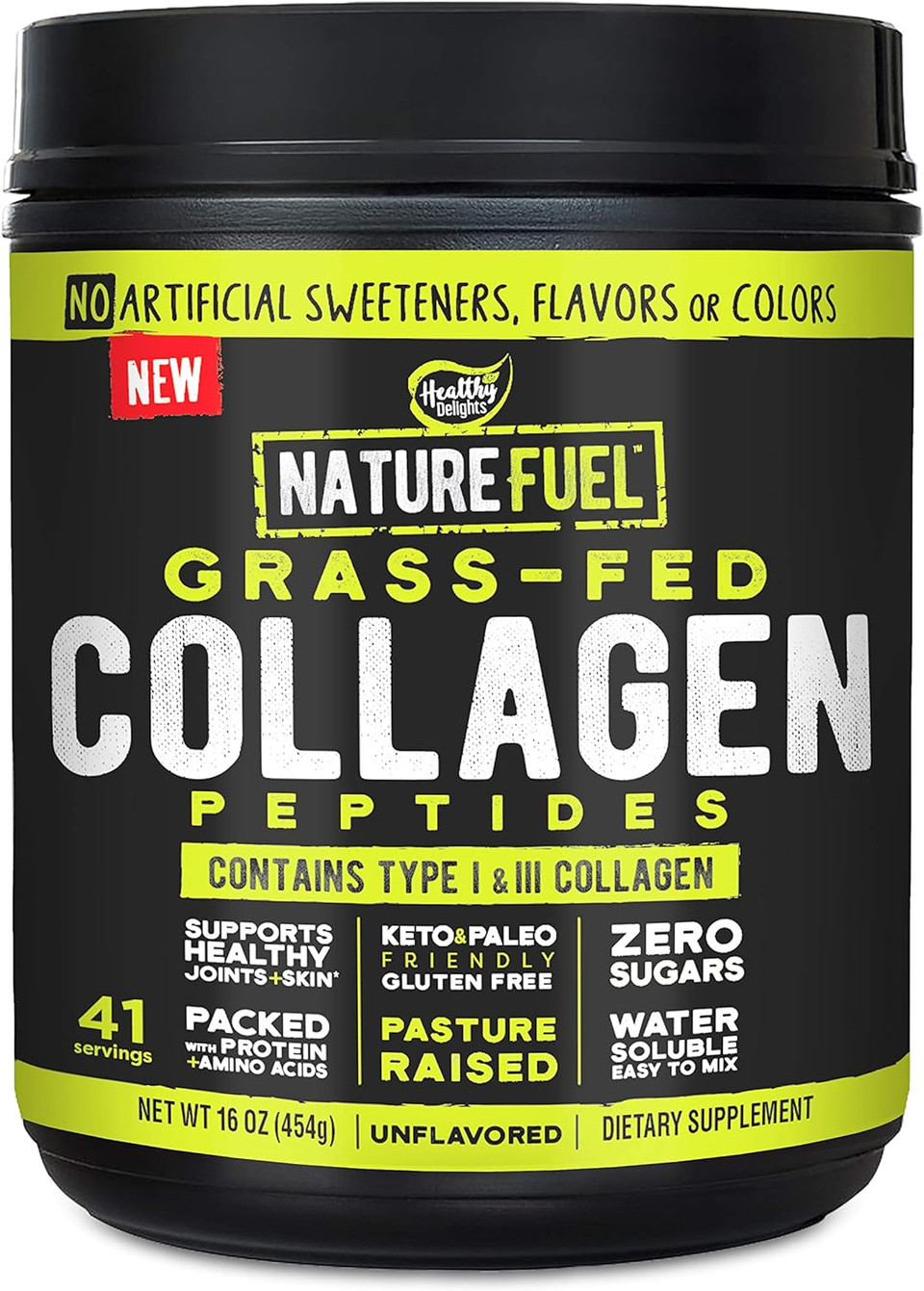 Slimfast Healthy Delights Nature Fuel Grass-Fed Collagen Peptide Powder, Gluten Free, Keto & Paleo Friendly, Unflavored, 41 Servings