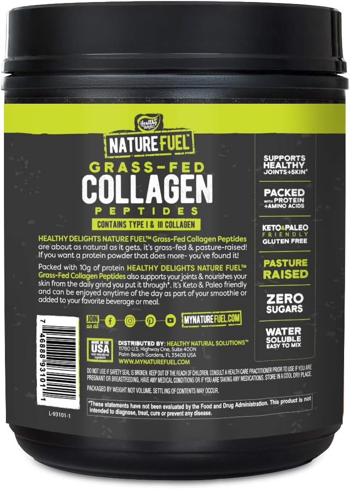 Slimfast Healthy Delights Nature Fuel Grass-Fed Collagen Peptide Powder, Gluten Free, Keto & Paleo Friendly, Unflavored, 41 Servings