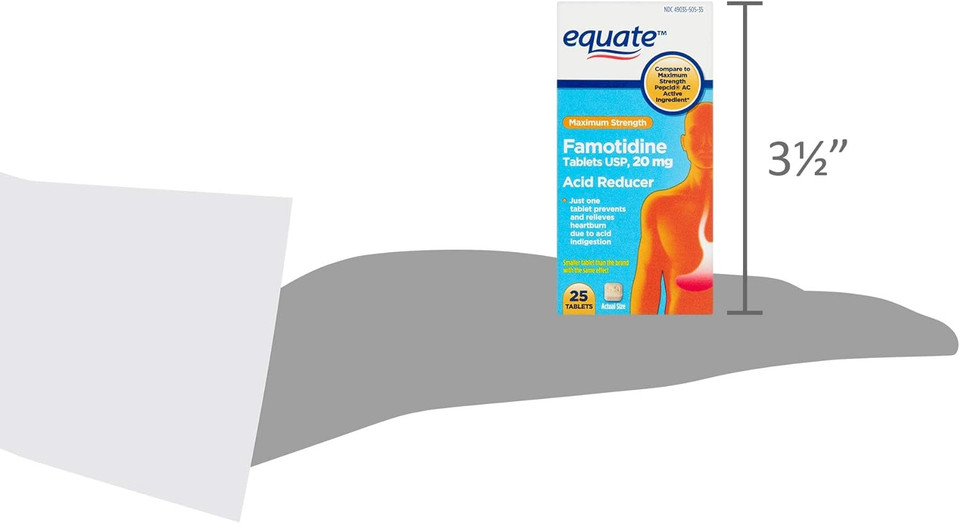 Equate Maximum Strength Famotidine Acid Reducer, 20 Mg, 25 Tablets
