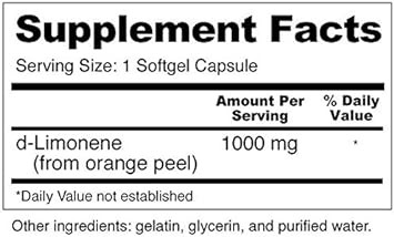 High Potency D-Limonene Capsules 1000Mg, 120 Capsules - Orange Peel Extract For Digestive Health, Heartburn, Acid Reflux, Detoxification