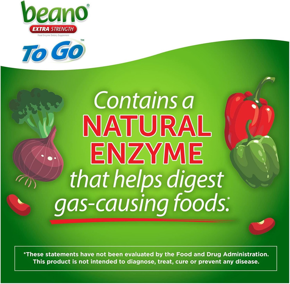 Beano To Go Gas Prevention, Food Enzyme Dietary Supplement, Help Digest Gas-Causing Foods, 12 Tablets12 Count (Pack Of 1)